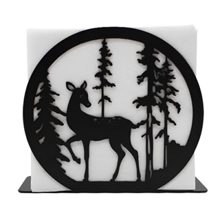 Wedding Home Restaurant Party For Kitchen Iron Standing Table Decor Forest Black Country Rustic Deer Napkin Holder