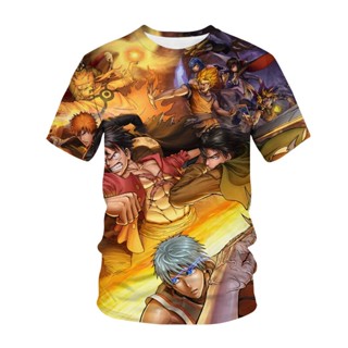 มาใหม่ เสื้อยืดลําลอง แขนสั้น พิมพ์ลายอนิเมะ One Piece Naruto สไตล์ฮาราจูกุ