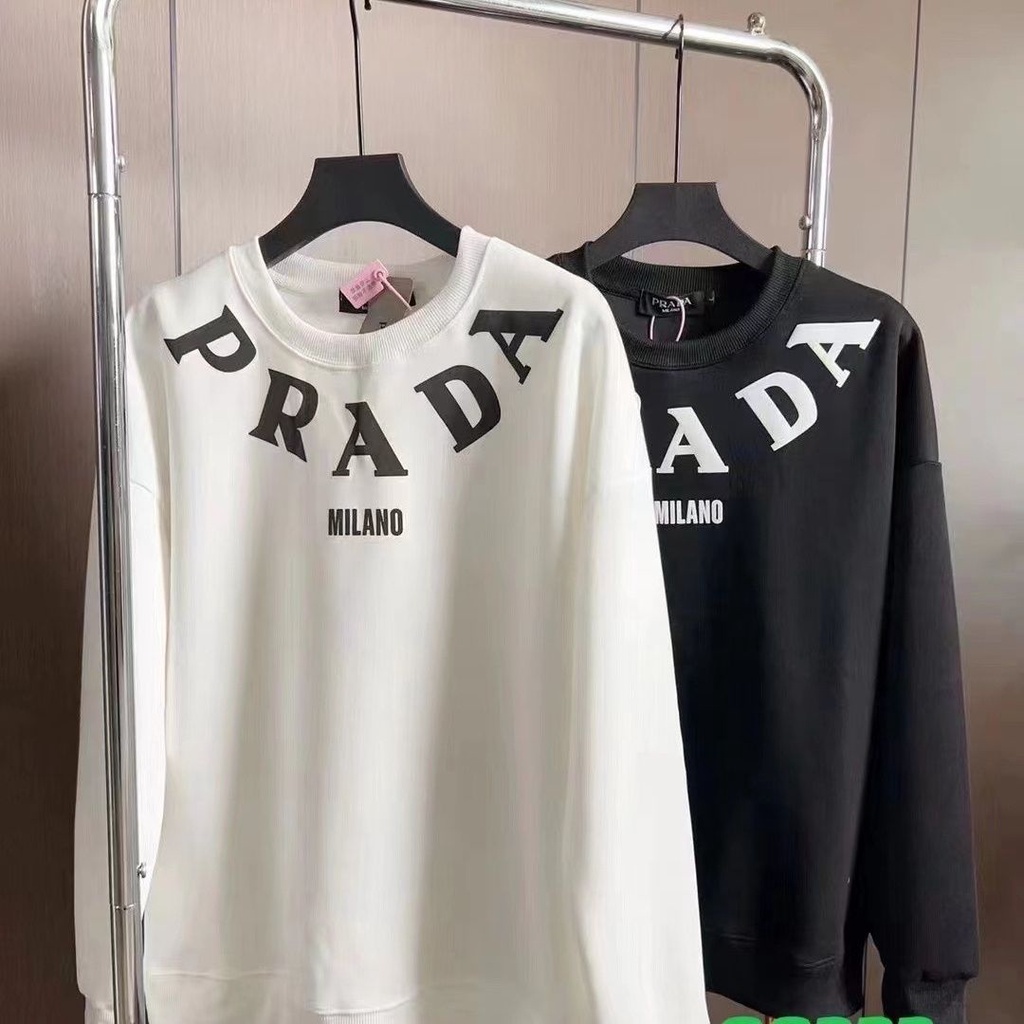 คุณภาพสูงผู้ชายและผู้หญิงด้านบน PRD ใหม่แฟชั่นเสื้อสวมหัวลําลองโลโก้ปกเรียบง่ายพิมพ์เสื้อกันหนาวแขนยาวขนาดใหญ่ป้ายคอปกและแท็กแขวน