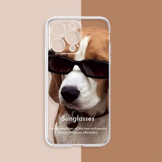 เคสโทรศัพท์มือถือ แบบใส ลายสุนัข แมว แว่นกันแดด เลนส์แม่นยํา สําหรับ iPhone13 14promax ip11 8plus