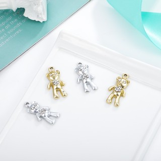 จี้สร้อยคอ สร้อยข้อมือ เครื่องประดับ ชุบทอง รูปหมี diy จํานวน 5 ชิ้น