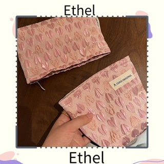 Ethel1 กระเป๋าเครื่องสําอาง ผ้าโพลีเอสเตอร์ รูปหัวใจ ความจุขนาดใหญ่ แบบพกพา สําหรับผู้หญิง