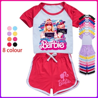 ใหม่ เสื้อยืดลําลอง แขนสั้น พิมพ์ลาย Barbie The Movie สําหรับเด็กผู้หญิง 2023 2 ชิ้น