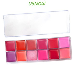 Usnow ลิปกลอสพาเลท 12 สี บํารุง ผู้หญิง เกาหลี เครื่องสําอาง ลิปโคลน ลิปทินท์