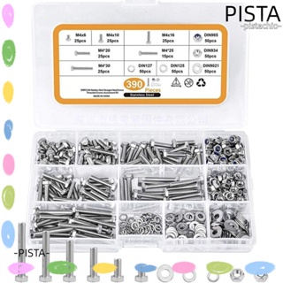 Pista ชุดน็อตสกรูหกเหลี่ยม สเตนเลส 304 พร้อมแหวนรอง แบบแบน และสปริง 6 10 16 20 25 30 มม. 390 ชิ้น