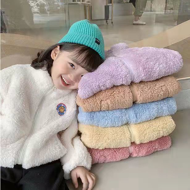 เสื้อแจ็กเก็ตคาร์ดิแกน คอสูง ผ้ากํามะหยี่ ขนาดเล็ก และขนาดกลาง สไตล์ต่างประเทศ แฟชั่นฤดูหนาว สําหรับเด็กผู้หญิง