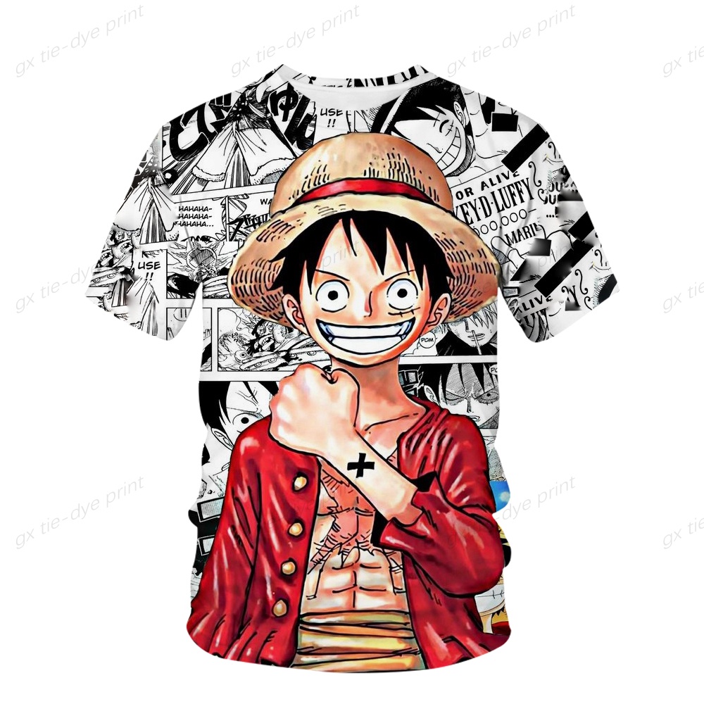 One Piece ผจญภัยอะนิเมะ Luffy Gear 5 เสื้อยืดผู้ชาย Casual เสื้อยืดการ์ตูนแฟชั่นแปลกใหม่ tops