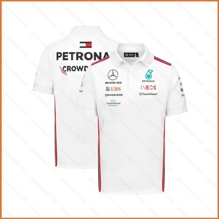 Fb 2023 Mercedes AMG Petronas F1 เสื้อยืดโปโล แขนสั้น สีขาว พลัสไซซ์ สําหรับผู้ชาย และผู้หญิง