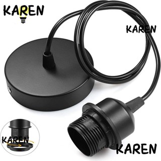 Karen ขั้วต่อโคมไฟเพดาน แบบเหล็ก E26 E27 1 เมตร สีดํา