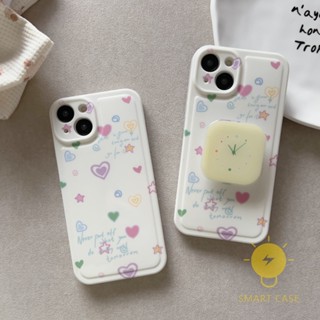 For เคสไอโฟน 14 Pro Max [Mini Heart Clock] เคส Phone Case For iPhone 14 Pro Max Plus 13 12 11 For เคสไอโฟน11 Ins Korean Style Retro Classic Couple Shockproof Protective TPU Cover Shell