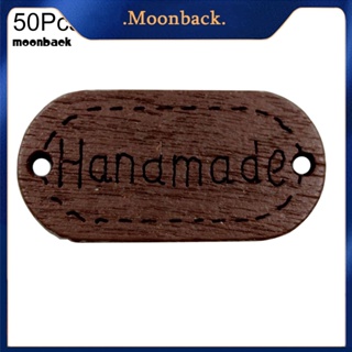 &lt;moonback&gt; กระดุมฉลากไม้ พิมพ์ลายตัวอักษร แฮนด์เมด สําหรับตกแต่งสมุดภาพ DIY จํานวน 50 ชิ้น