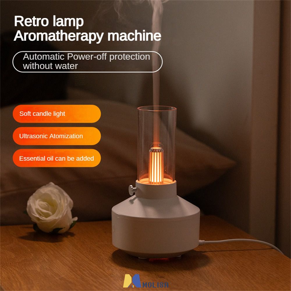 Retro Candlelight Lamp Aromatherapy Machine Essential Oil Diffuser Professional ปิดอัตโนมัติโดยไม่ต้อง Water MOLISA