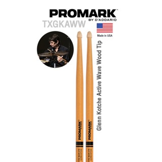 Promark™ ไม้กลอง รุ่น TXGKAWW Artist Series Glenn Kotche Active Wave ActiveGrip Hickory Wood Tip หัวไม้ ** Designed &amp; Made in USA **