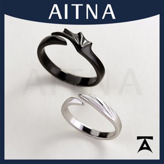 Aitna แหวนคู่รัก ปีกปีศาจ นางฟ้า เรียบง่าย สีดํา และสีขาว ปรับได้ 1 ชิ้น