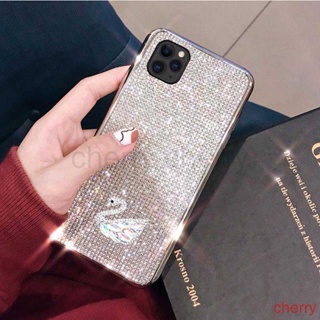 SWAROVSKI เคสป้องกันโทรศัพท์มือถือ ลายหงส์ ประดับกลิตเตอร์ วิบวับ สําหรับ IPhone 14 pro Max 13 12 pro Max 13 11 pro Max 11 XR Xs Max