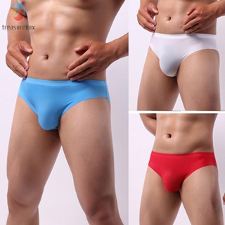 【TRSBX】Mens Micro Sexy Ice Silk G-String Low Waist Briefs Bikini Briefs Multi-colored