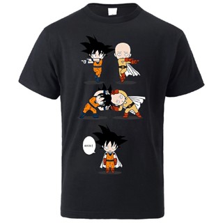 เสื้อยืดแขนสั้นOne Punch Man And Dragon Ball T Shirt Cartoon Streetwear Japan Anime Men T-Shirts Summer  Male Tops Hip H