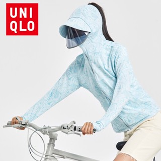 【พร้อมกระจก】Uniqlo เสื้อแจ็กเก็ต มีฮู้ด ลายพราง กันแดด ป้องกันรังสียูวี ระบายอากาศ เหมาะกับฤดูร้อน สําหรับผู้หญิง ตกปลา เดินป่า Upf50+