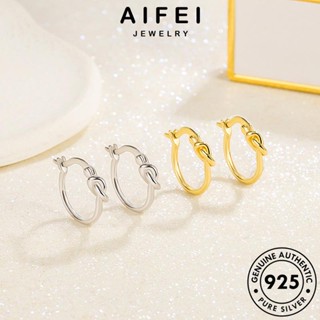 AIFEI JEWELRY ผู้หญิง 925 ทอง ห่วง หนีบ แท้ ตุ้มหู เงิน แฟชั่น ต้นฉบับ เกาหลี Silver วงกลมง่ายๆ เครื่องประดับ ต่างหู เครื่องประดับ E692