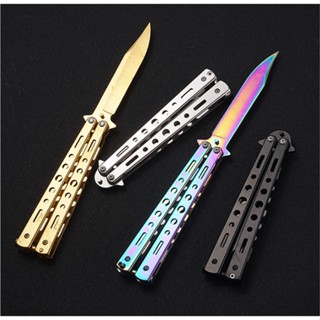 มีดพก มีดควงปลายเรียว ไม่มีคมสำหรับฝึกควง (Butterfly Knife ) แบบ2 พร้อมส่งในไทย