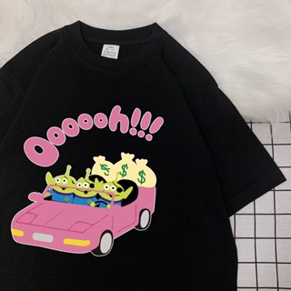 WHATS UP เสื้อยืดลายการ์ตูนอเมริกัน Toy Story สามตาแสนสนุกสำหรับผู้ชายและผู้หญิง