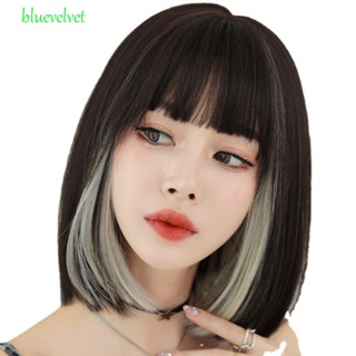 Bluevelvet วิกผมสั้น สีบลอนด์ ไฮไลท์ ทนความร้อน สําหรับเด็กผู้หญิง