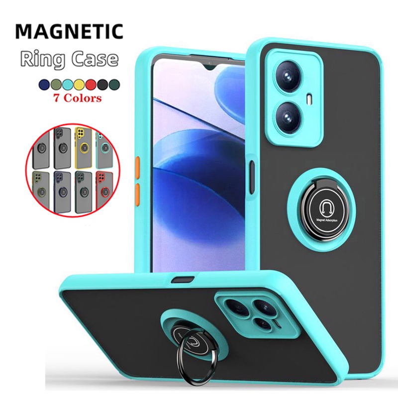 เคสโทรศัพท์มือถือแบบแข็ง กันกระแทก พร้อมแหวนแม่เหล็กตั้งโทรศัพท์ สําหรับ Realme C55 NFC 2023 5G C55 