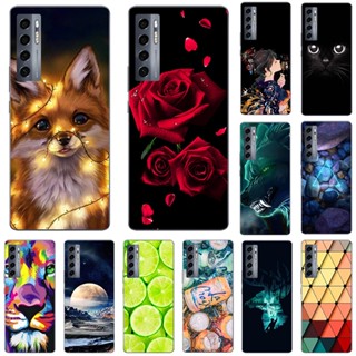 เคสโทรศัพท์มือถือ TPU แบบนิ่ม พิมพ์ลายแมว และดอกไม้น่ารัก สําหรับ TCL 20 Pro 5G