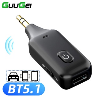 Guugei 2 in 1 อะแดปเตอร์รับส่งสัญญาณบลูทูธไร้สาย 5.1 แจ็ค 3.5 มม. สําหรับรถยนต์