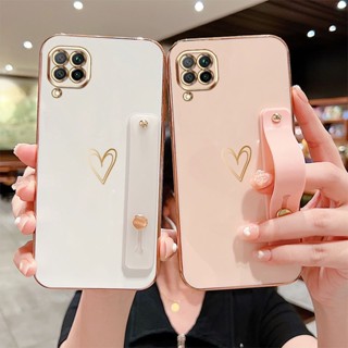 เคสโทรศัพท์ซิลิโคน กันกระแทก ลายหัวใจ หรูหรา พร้อมขาตั้ง สําหรับ Huawei Nova 7i Huawei Nova 6SE