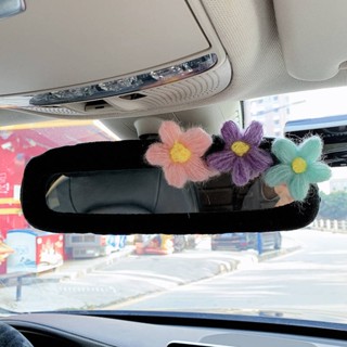 New Ins Cute Doll Rear View Mirror Cover Cartoon Korean Female Rearview Mirror Safety Belt Cover Car Interior Ornament 8WMT