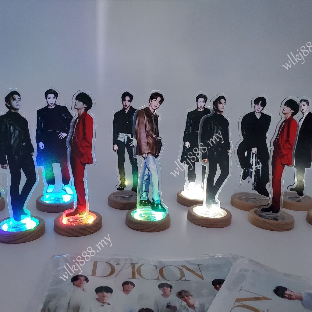 โมเดลฟิกเกอร์อะคริลิค รูป BTS Bangtan Boys V Suga Jung Kook Jimin Rm Jin J-hope เรืองแสงตอนกลางคืน สําหรับตกแต่งบ้าน