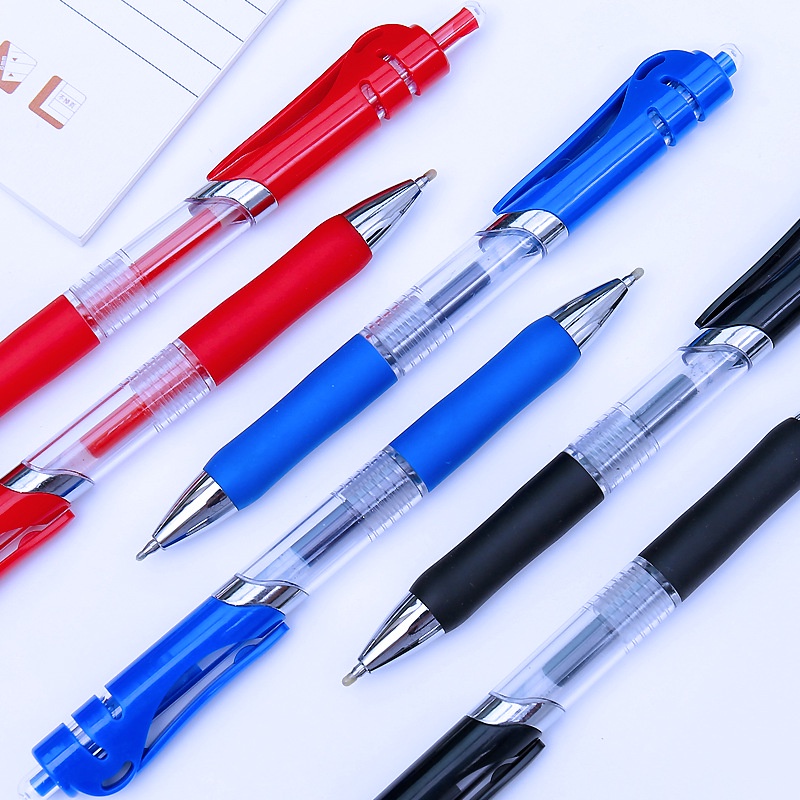 ปากกาลูกลื่นเจล 0.5 มม. สีดํา แดง น้ําเงิน แบบเปลี่ยน สําหรับสํานักงาน โรงเรียน