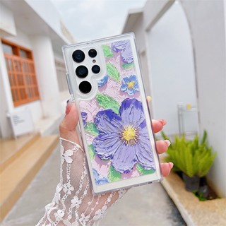 เคสโทรศัพท์มือถือ แบบใส ลายดอกทานตะวัน สีชมพู สีฟ้า สําหรับ Samsung Galaxy A54 A34 A14 5G S22 S23 Ultra S22+ S23+ S22 S23 Plus