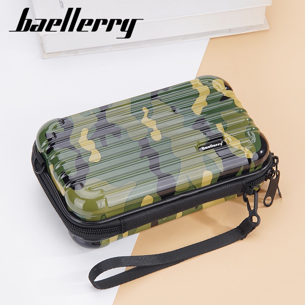 Baellerry ใหม่ กระเป๋าเครื่องสําอาง กระเป๋าสะพายไหล่ แบบแข็ง ลายพราง ขนาดเล็ก 7 นิ้ว สําหรับผู้หญิง 2023