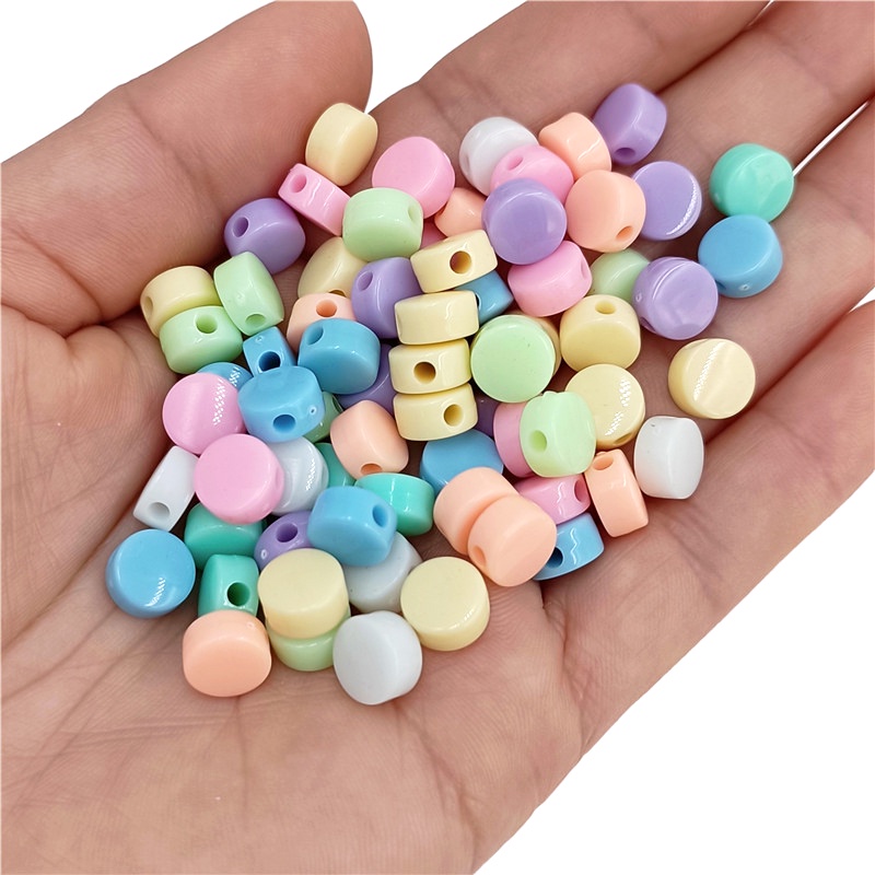 ลูกปัดสีมาการอง ทรงกลม แบน 8 10 มม. สําหรับทําเครื่องประดับ สร้อยคอ สร้อยข้อมือ DIY 100 ชิ้น