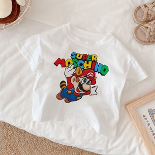 เสื้อเชิ้ตแขนสั้นลําลอง พิมพ์ลายอนิเมะ Game Super Luigi Bros แฟชั่นฤดูร้อน สําหรับเด็กผู้ชาย และเด็กผู้หญิง