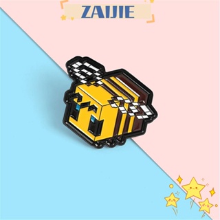 ZAIJIE Gift Pixel Bee Crafts Creative Animal Enamel Pins Badge Brooch Jewelry Cartoon Lapel Badge Vintage