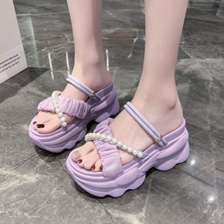 🔥รองเท้าแตะแฟชั่น รองเท้าส้นเตารีด รองเท้าแตะรัดส้น 2สาย สูง8cm 3สี size 34-39💕 รองเท้าแตะรองเท้าแพลตฟอร์มแฟชั่นสตรี