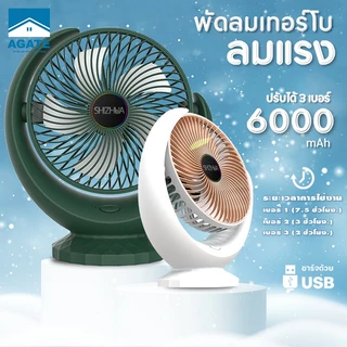 พัดลมตั้งโต๊ะ พัดลมเล็ก ชาร์จ USB ลมแรง3เท่า แบตเตอรี่ความจุสูง 6000mAh พัดลมเล็กต้ังโต๊ะ