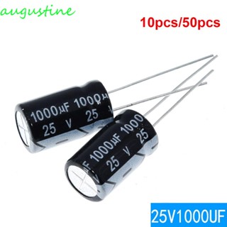 Augustine ตัวเก็บประจุอลูมิเนียมไฟฟ้า 16-50V 25V1000Uf 50 ชิ้น 1000Uf/25V