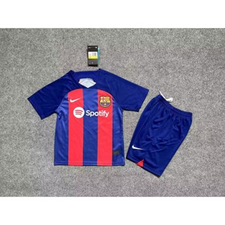 เสื้อกีฬาแขนสั้น ลายทีมฟุตบอล Barcelona 2324 ชุดเหย้า สําหรับเด็ก