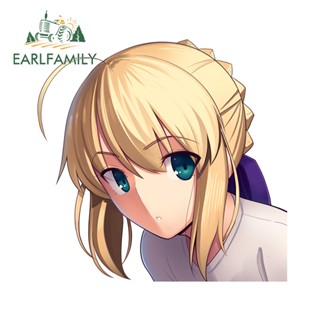 Earlfamily สติกเกอร์ FATE SABER PEEKING กันน้ํา ขนาด 13 ซม. x 12.6 ซม. สําหรับติดตกแต่งรถยนต์ สเก็ตบอร์ด