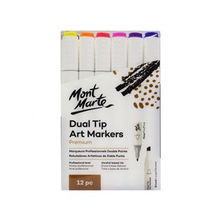 MONT MARTE ปากกามาร์คเกอร์ 2 หัว DUAL TIP คละสี 12 ด้าม