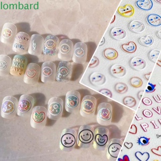 Lombard สติ๊กเกอร์ลายการ์ตูนหน้ายิ้ม 5D สําหรับตกแต่งเล็บ