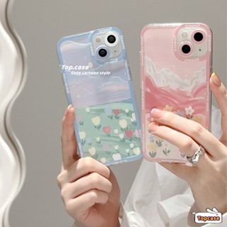 เคสโทรศัพท์มือถือแบบนิ่ม TPU ลายการ์ตูนดอกทิวลิป สีรุ้ง สําหรับ IPhone 14 13 12 11 Pro Max X XR Xs Max 8 7 6 6s Plus SE 2020