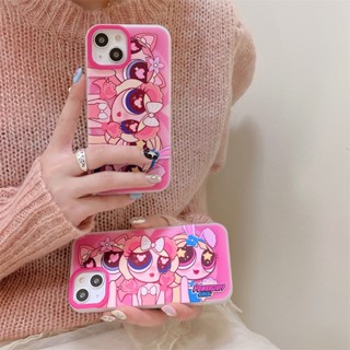 【ผิวด้าน】เคสโทรศัพท์มือถือแบบแข็ง ผิวด้าน ลาย The Powerpuff Girls หัวใจ สีชมพู สําหรับ iPhone 14 13 12 Pro max 13Pro 12Pro 12 11 14 Pro max