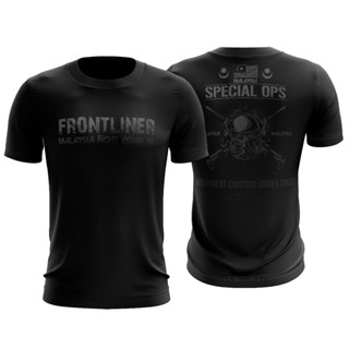 เสื้อยืดไมโครไฟเบอร์ OPS ด้านหน้า สีดํา