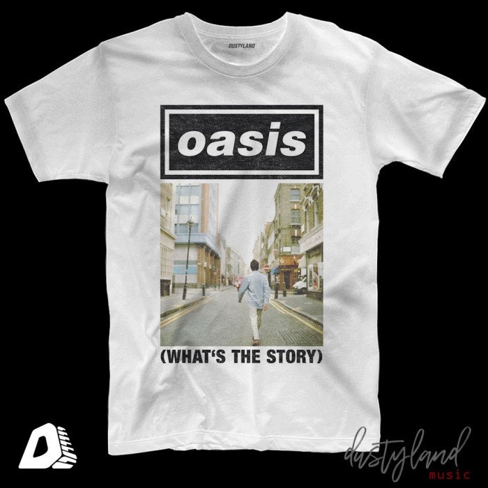 เสื้อยืด พิมพ์ลายวง Oasis WHATS THE STORY