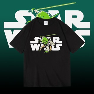 เสื้อ star wars yoda เสื้อยืด cotton oversize สกรีนลายสวยงาม แขนสั้นคอกลม ใส่ได้ทั้งชายหญิง ภาพยนตร์อเมริกัน พร้อมส่ง